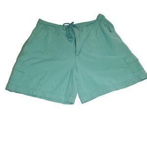 Vintage White Stag 90s Teal Blue Cargo Shorts 31 x6 High Waist Tie front Utility